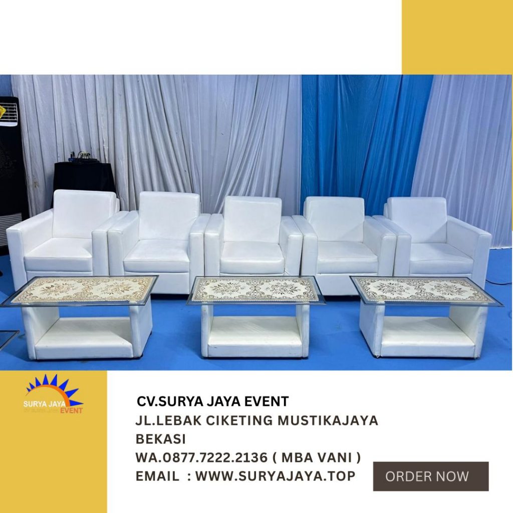 Vendor Sewa Sofa Single Putih Set Meja VIP Kaca Di Jakarta
