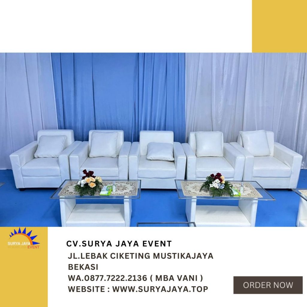 Vendor Sewa Sofa Single Putih Set Meja VIP Kaca Di Jakarta