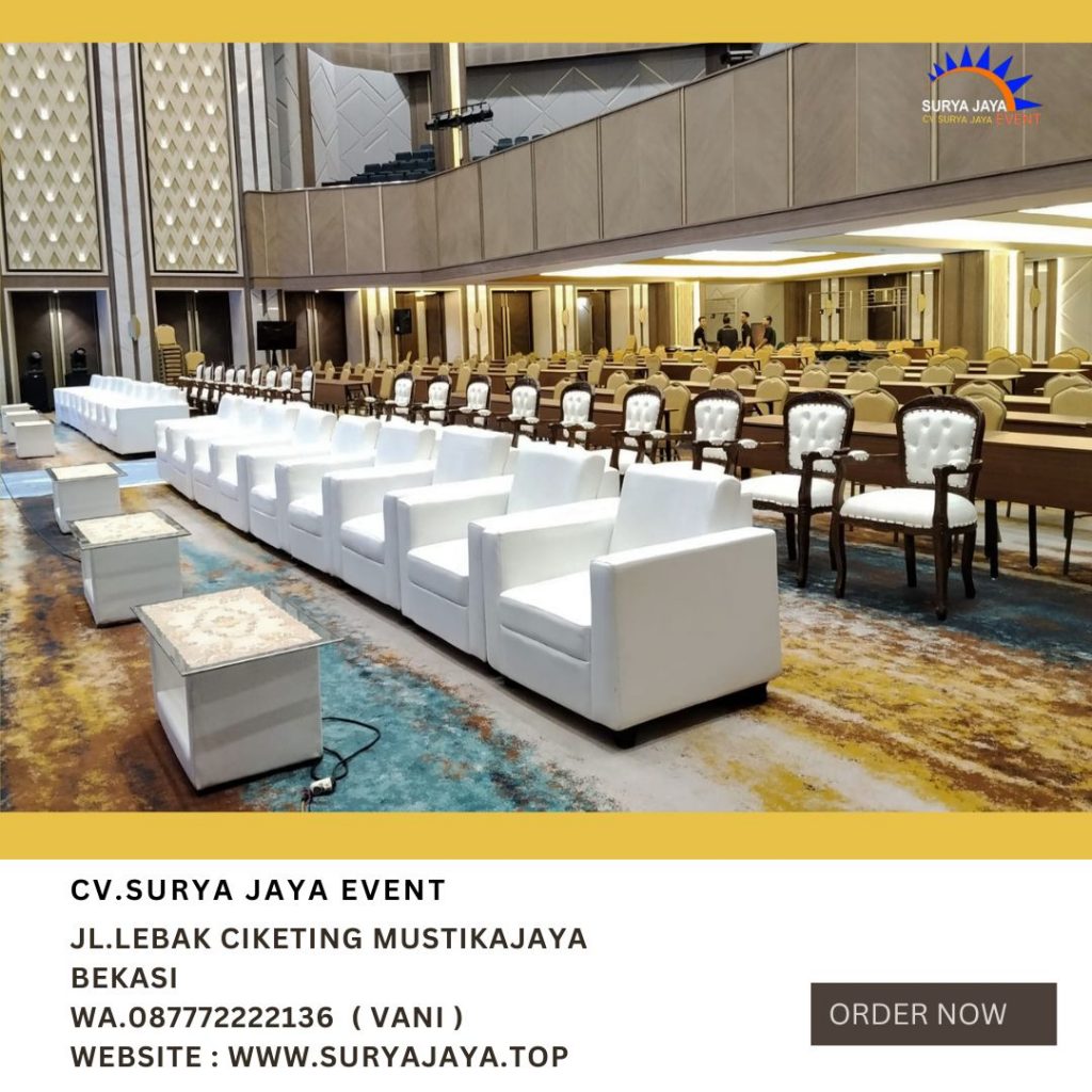 Vendor Sewa Sofa Single Putih Set Meja VIP Kaca Di Jakarta