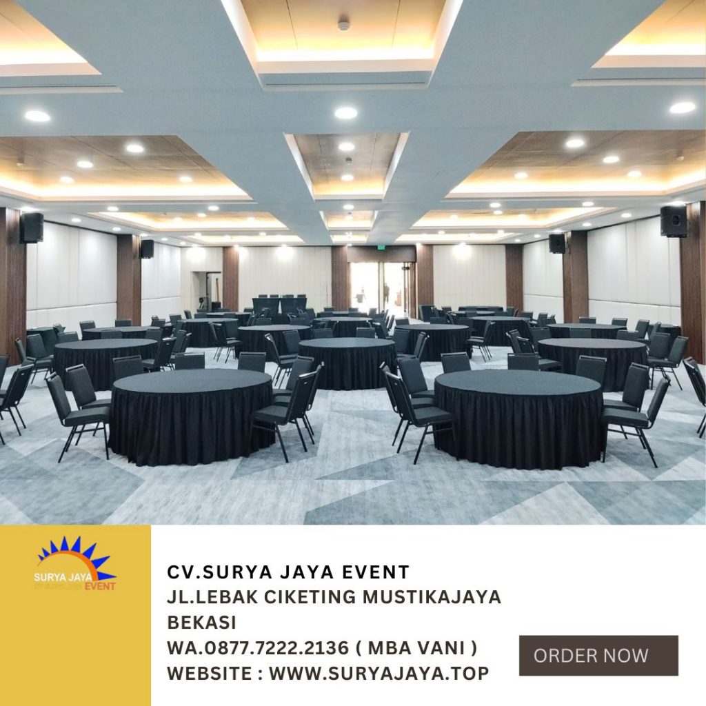 sewa Meja Bundar Cover taplak meja Hitam Jakarta