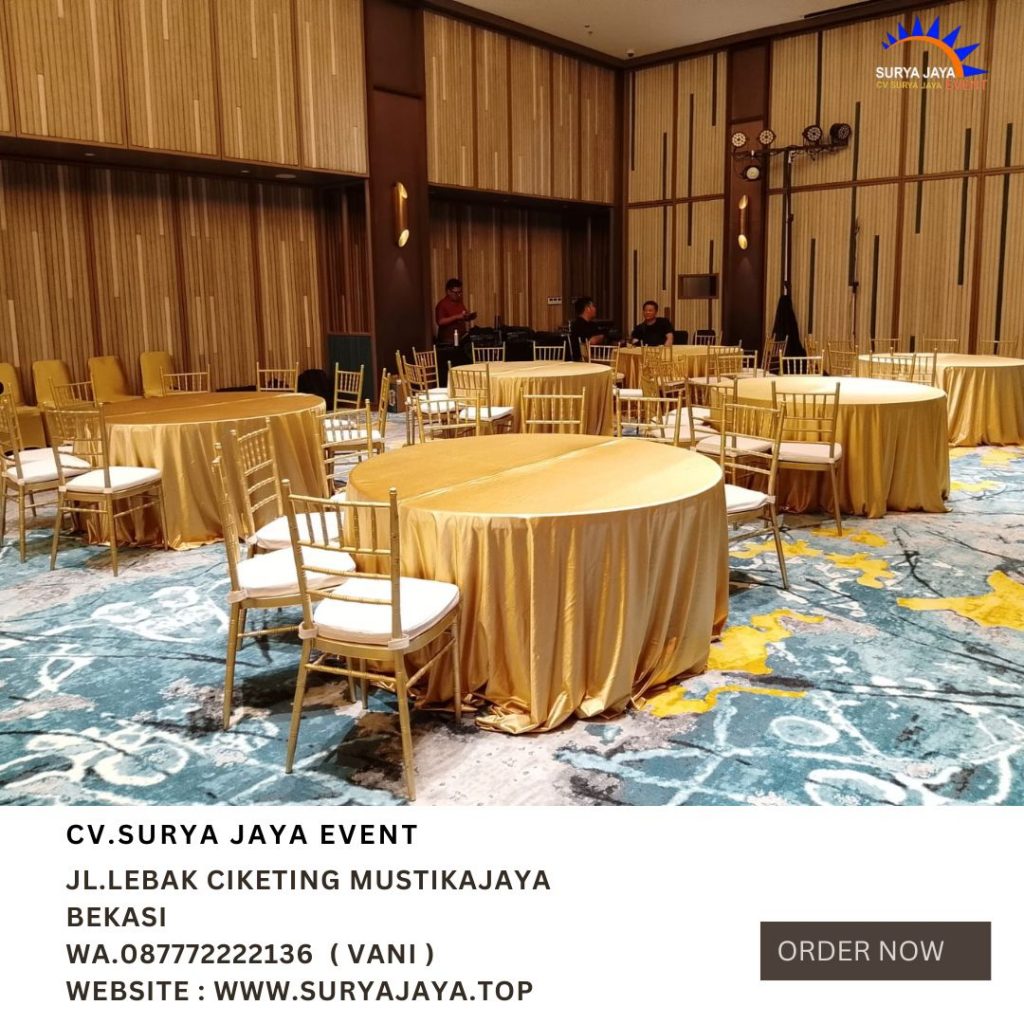 Rental Kursi Tiffany Gold Dan Round Table Cover Gold Di Tanah Abang Jakarta Pusat