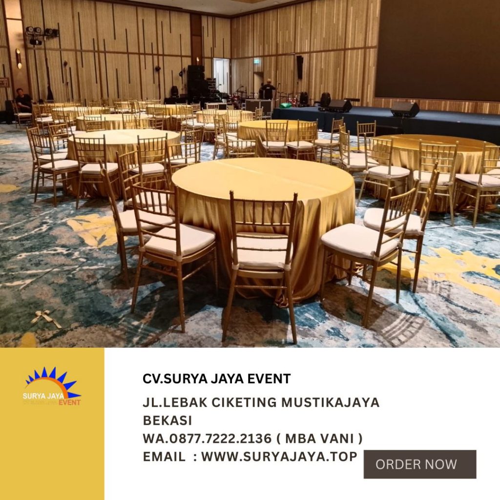 Rental Kursi Tiffany Gold Dan Round Table Cover Gold Di Tanah Abang Jakarta Pusat