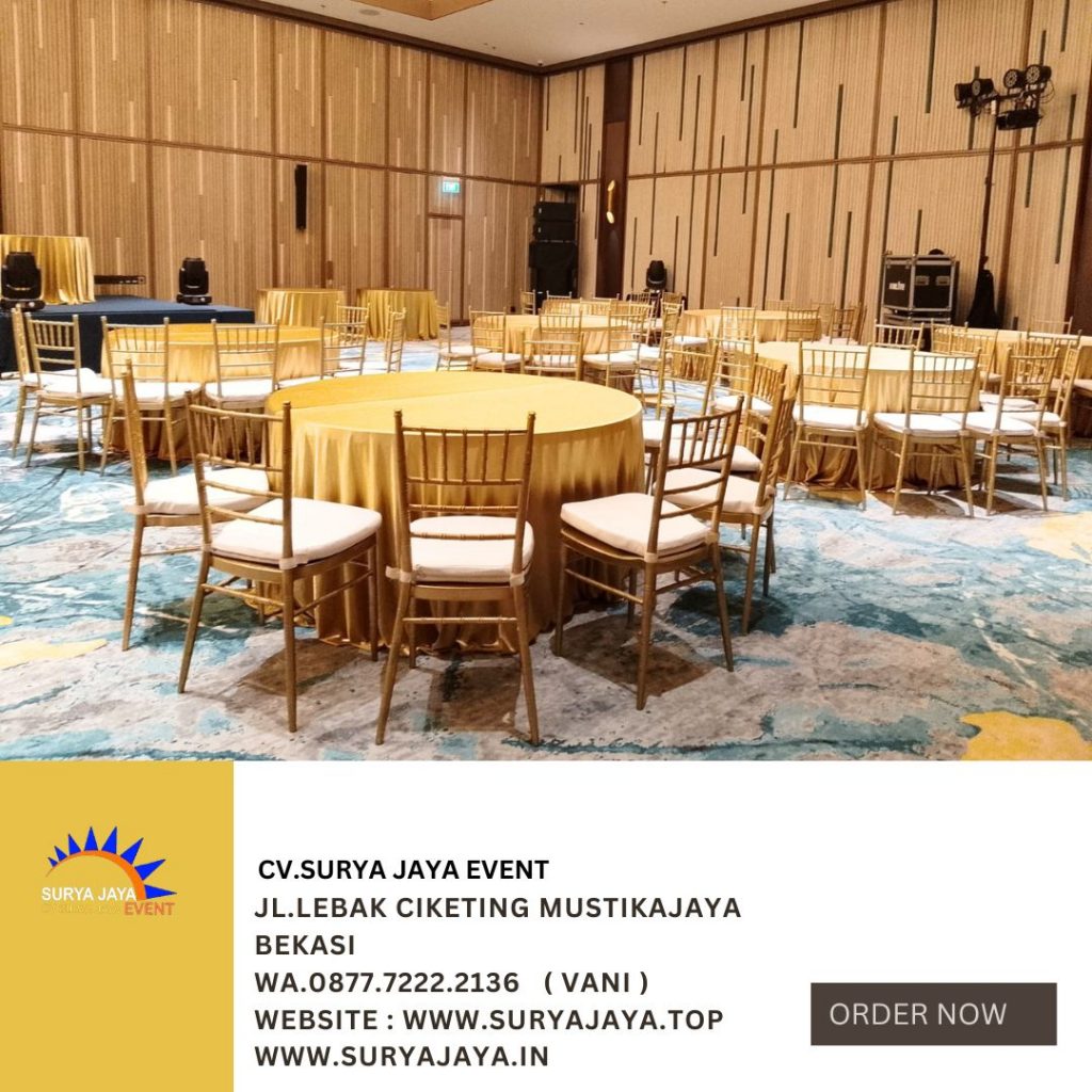 Rental Kursi Tiffany Gold Dan Round Table Cover Gold Di Tanah Abang Jakarta Pusat