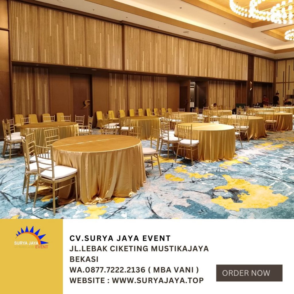 Rental Kursi Tiffany Gold Dan Round Table Cover Gold Di Tanah Abang Jakarta Pusat