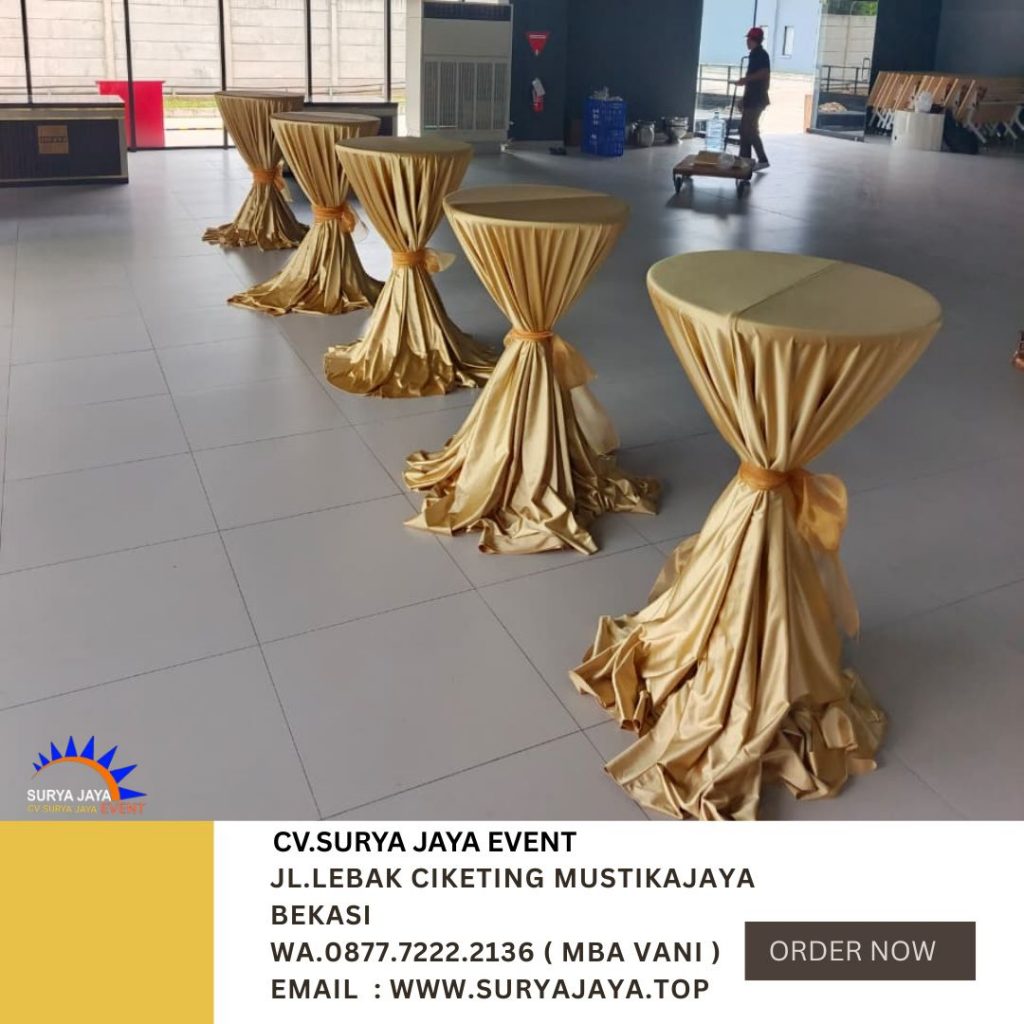 Sewa MEJA BARSTOOL COVER GOLD PITA GOLD Venue MMTC Jakarta