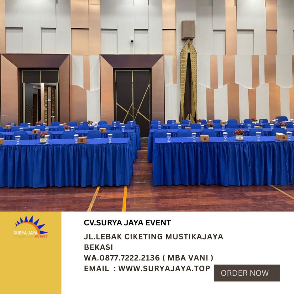 Sewa Meja IBM Dan Kursi Futura Cover Biru Event Venue PT Brantas Abipraya Jaktim