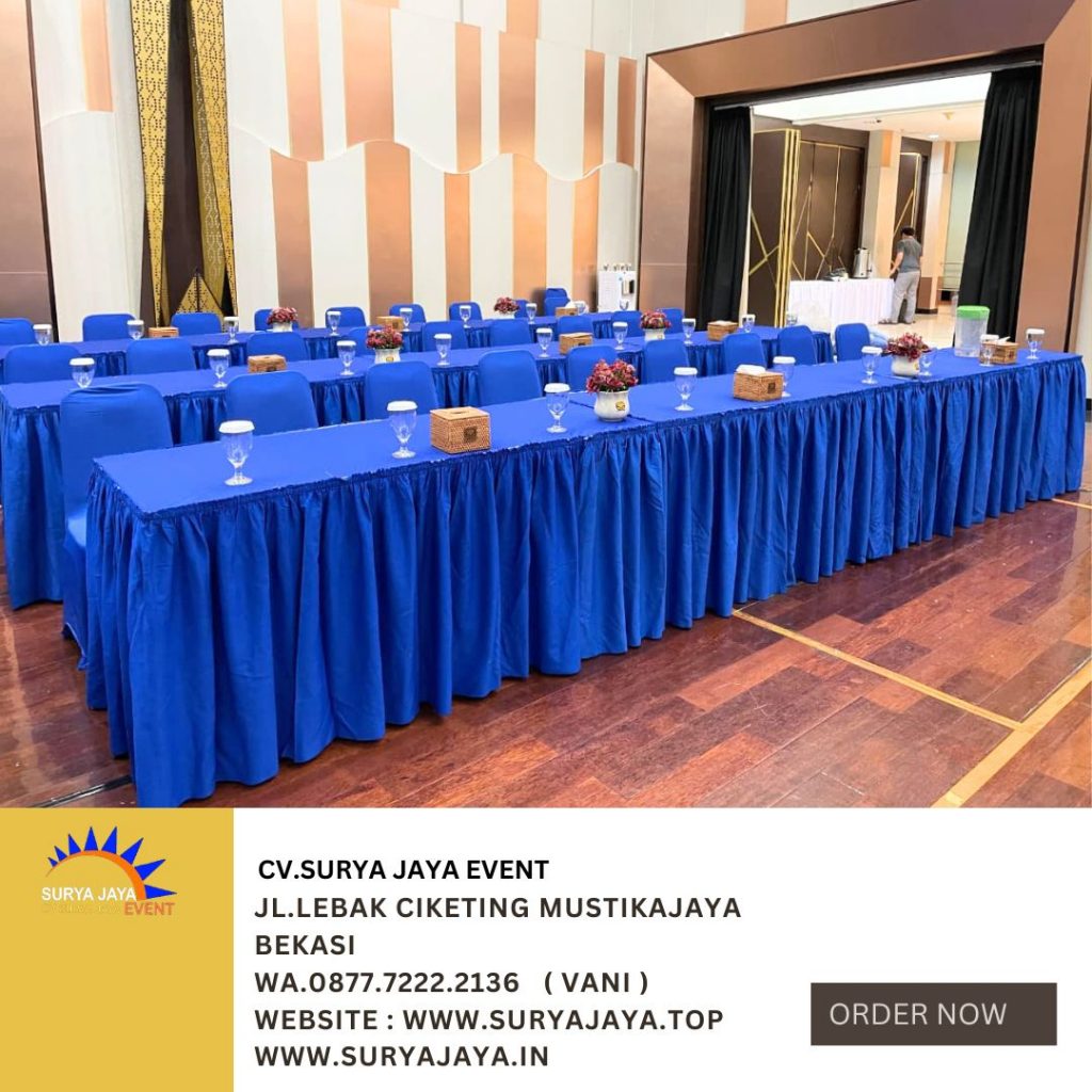 Sewa Meja IBM Dan Kursi Futura Cover Biru Event Venue PT Brantas Abipraya Jaktim