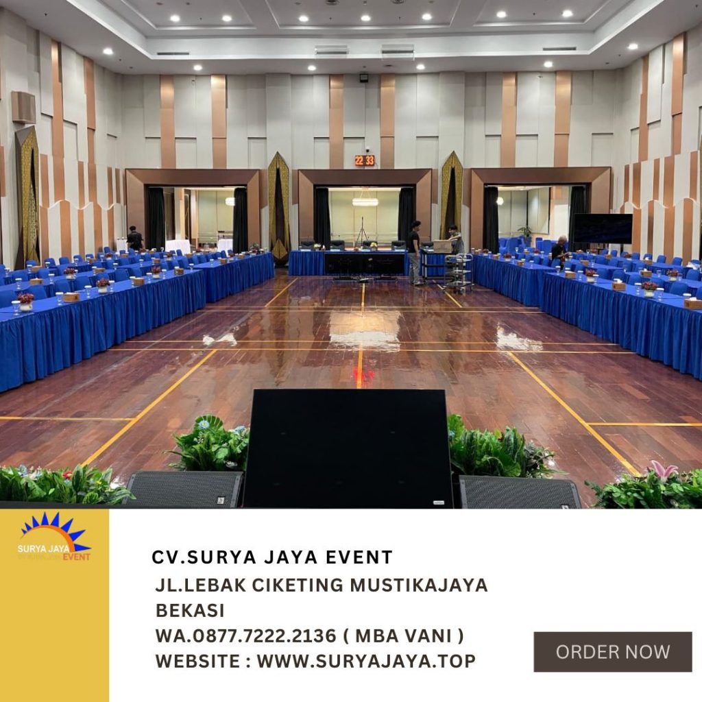 Sewa Meja IBM Dan Kursi Futura Cover Biru Event Venue PT Brantas Abipraya Jaktim