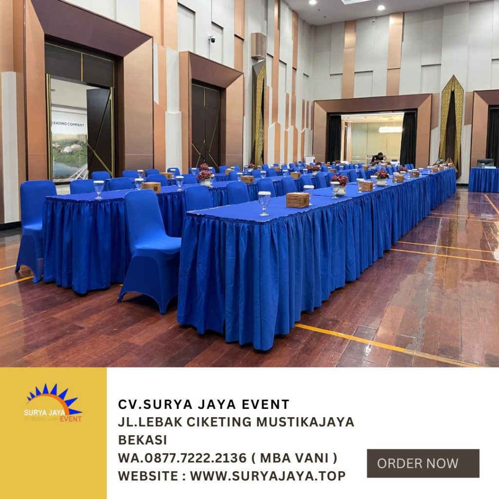 Sewa Meja IBM Dan Kursi Futura Cover Biru Event Venue PT Brantas Abipraya Jaktim
