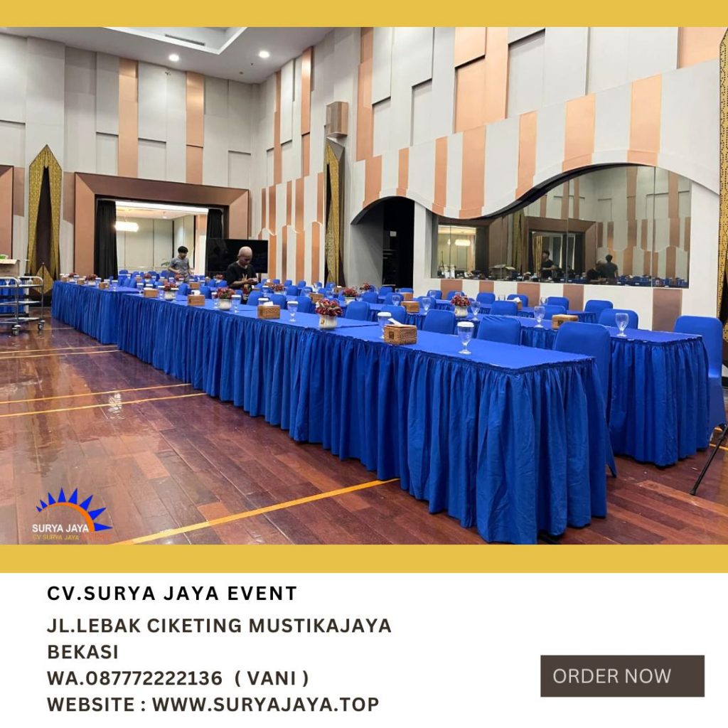 Sewa Meja IBM Dan Kursi Futura Cover Biru Event Venue PT Brantas Abipraya Jaktim