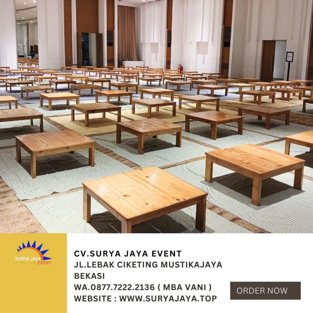Sewa Meja Kotak Lesehan Event Allywn Ballroom Jakarta Selatan