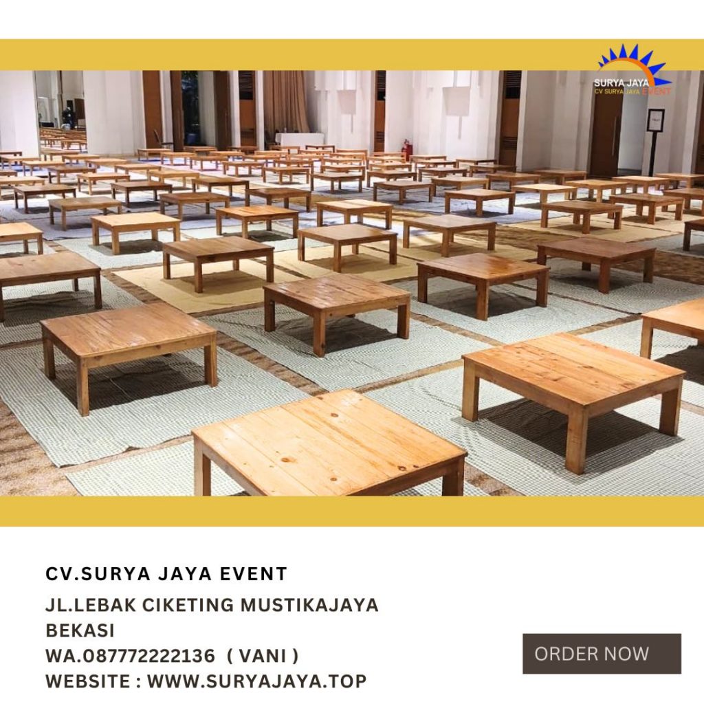 Sewa Meja Kotak Lesehan Event Allywn Ballroom Jakarta Selatan