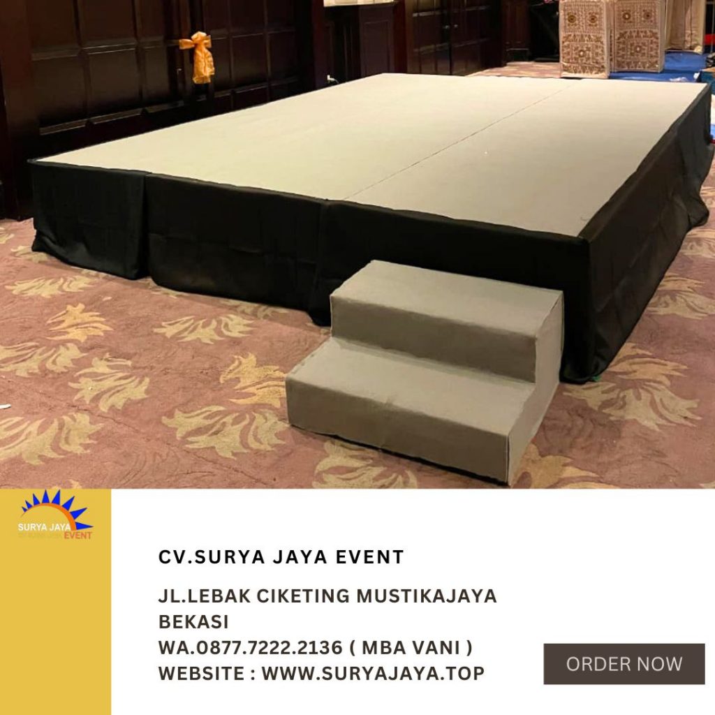 Sewa Panggung Poni Hitam Karpet abu-abu Jakarta