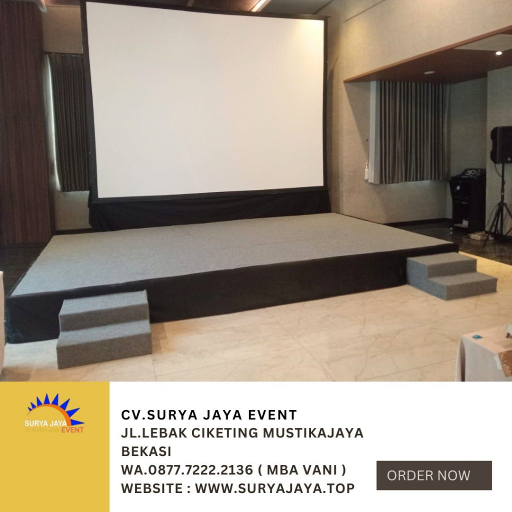 Sewa Panggung Poni Hitam Karpet abu-abu Jakarta