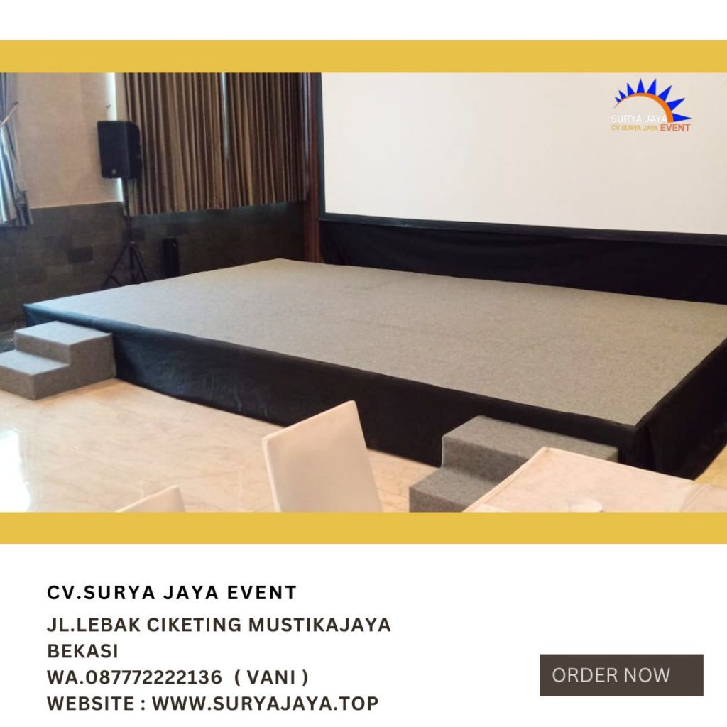Sewa Panggung Poni Hitam Karpet abu-abu Jakarta