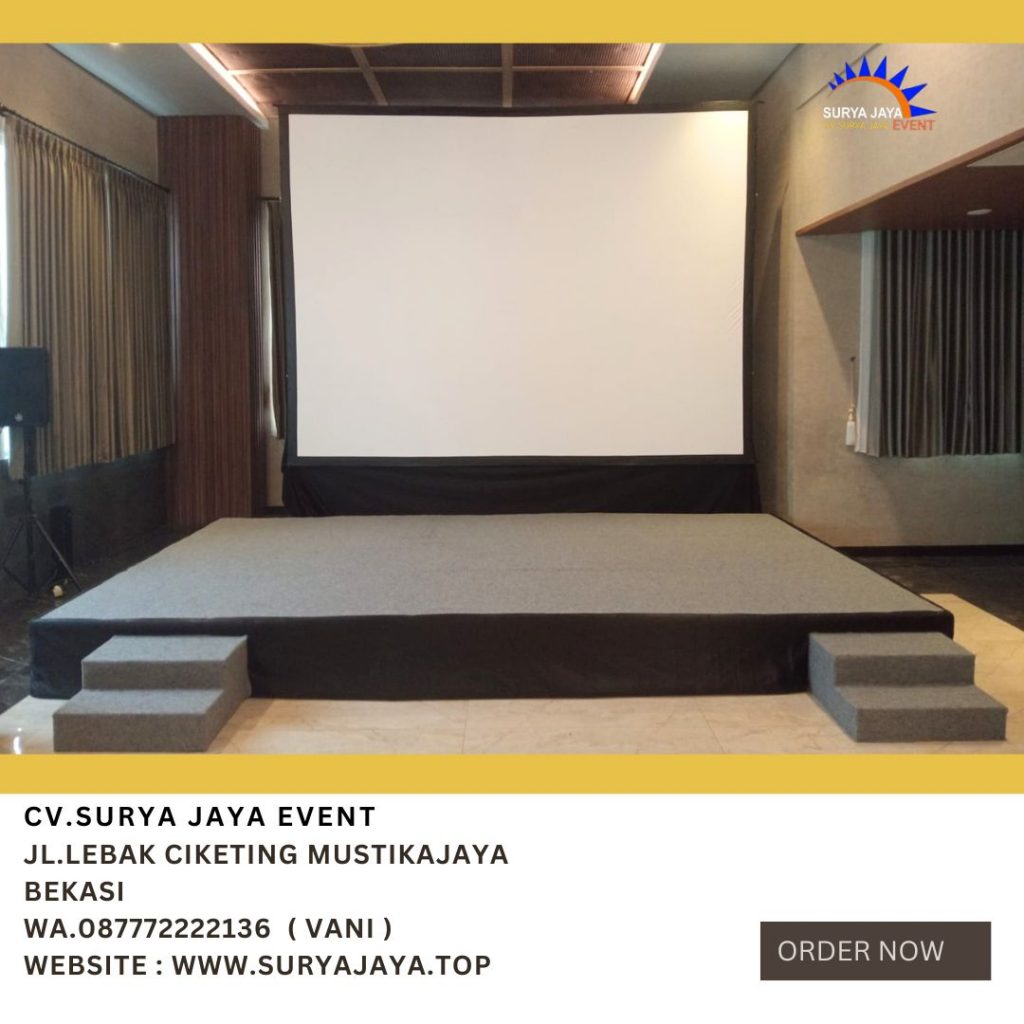 Sewa Panggung Poni Hitam Karpet abu-abu Jakarta