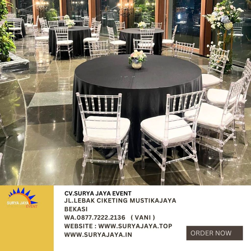 Rental Round table,Tiffany Acrylic Chairs Jakarta