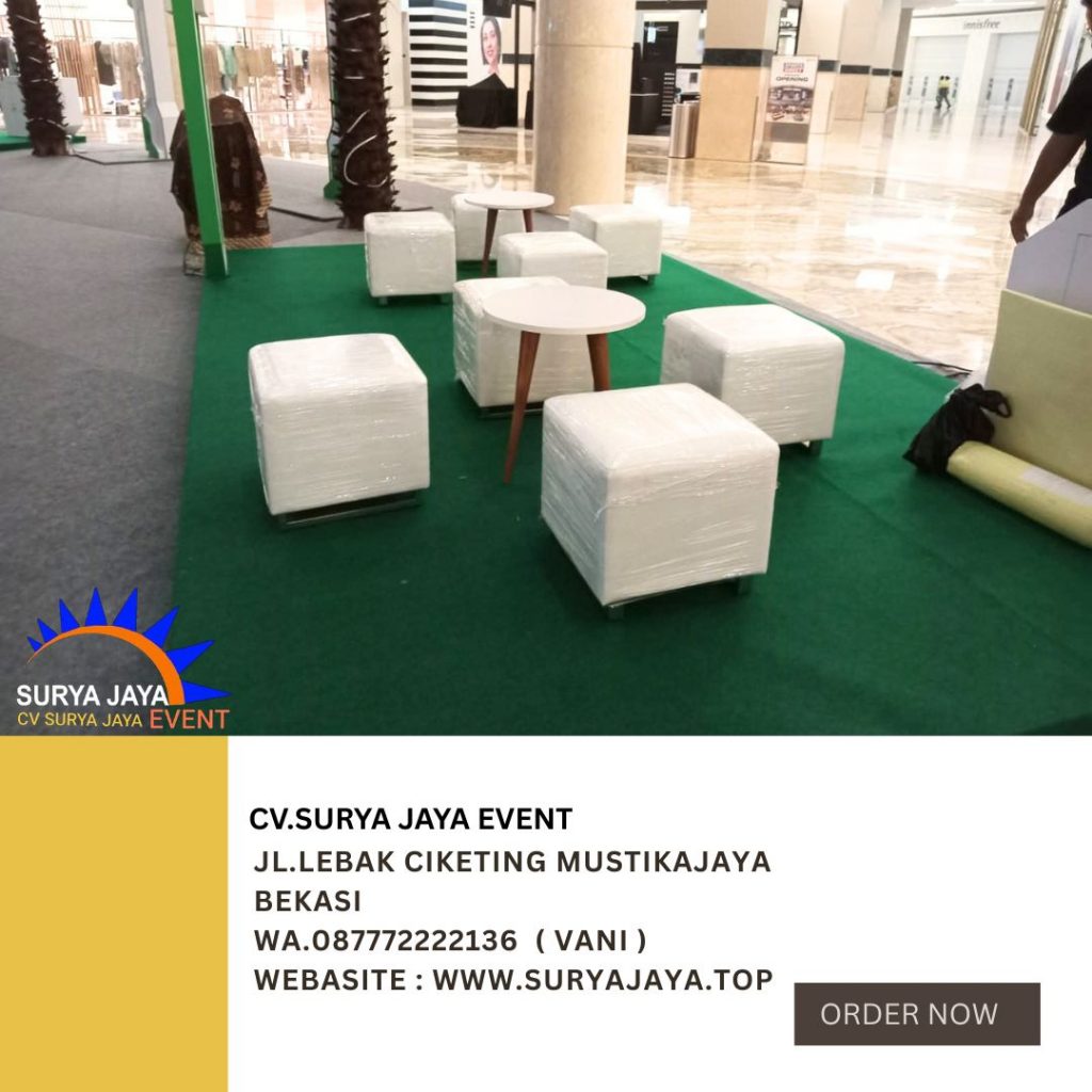Sewa Kursi puff Single Putih kaki stainless mewah Jakarta