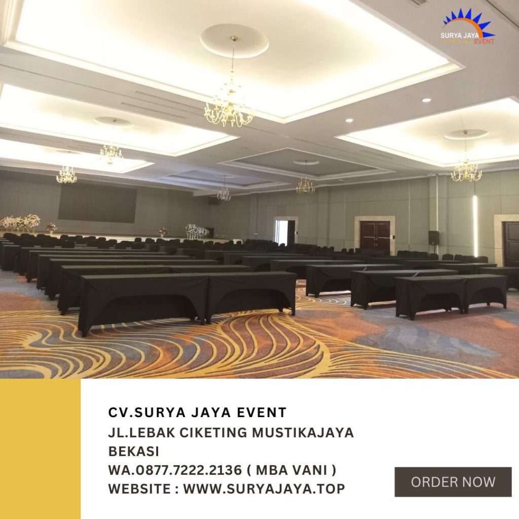 Sewa Meja IBM Cover Stretch Hitam Hotel Aston Cimone