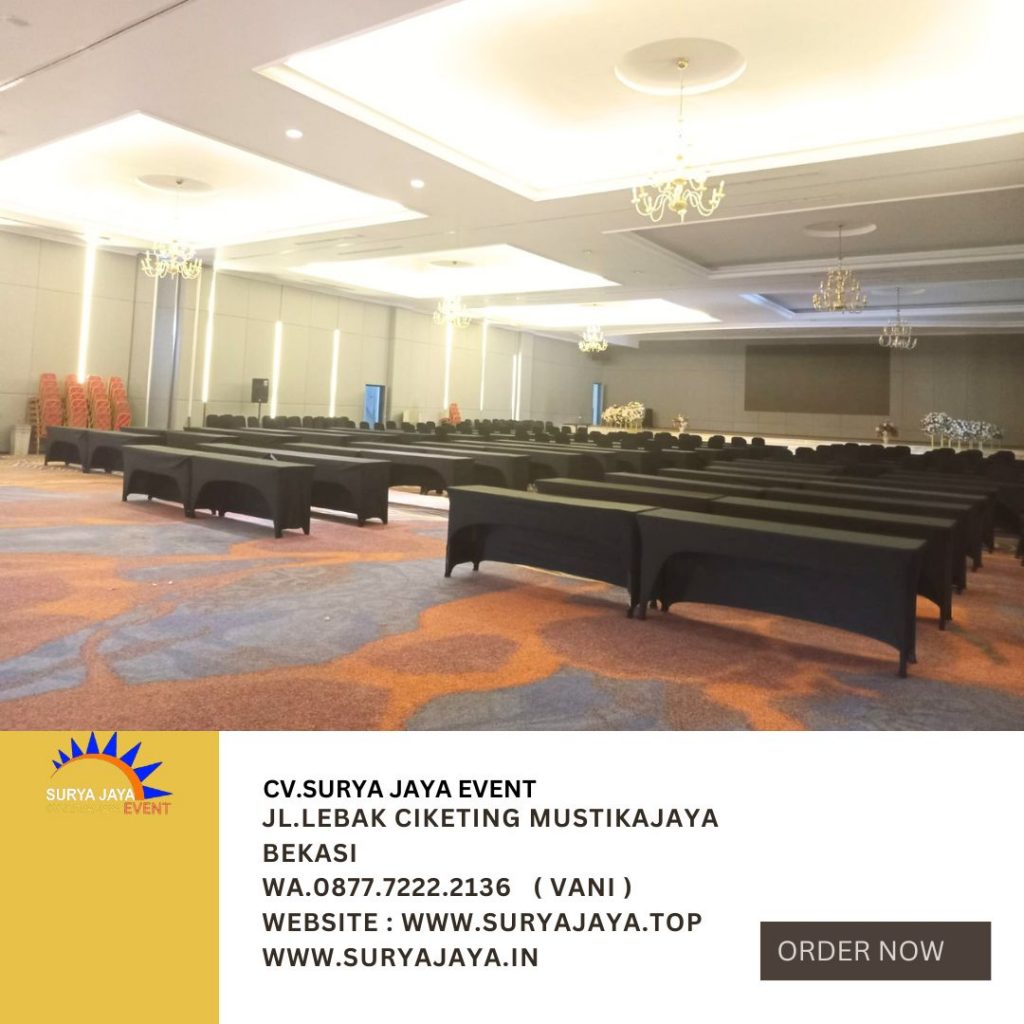 Sewa Meja IBM Cover Stretch Hitam Hotel Aston Cimone