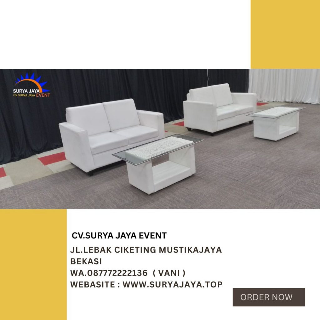 Sewa Sofa Double Putih,Puff,Kursi Scramble Putih Jakarta