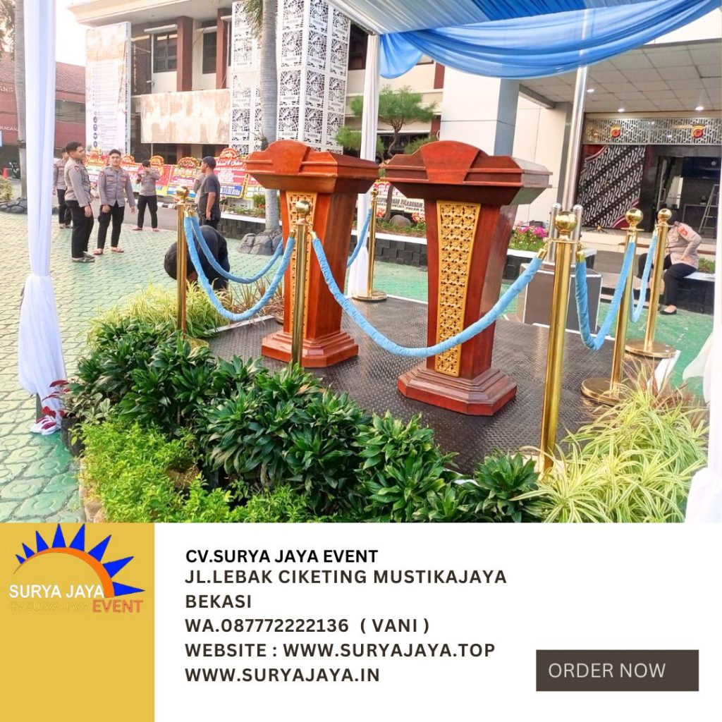 Sewa Tiang Pembatas Antrian VIP Tali Bludru Biru Karawang