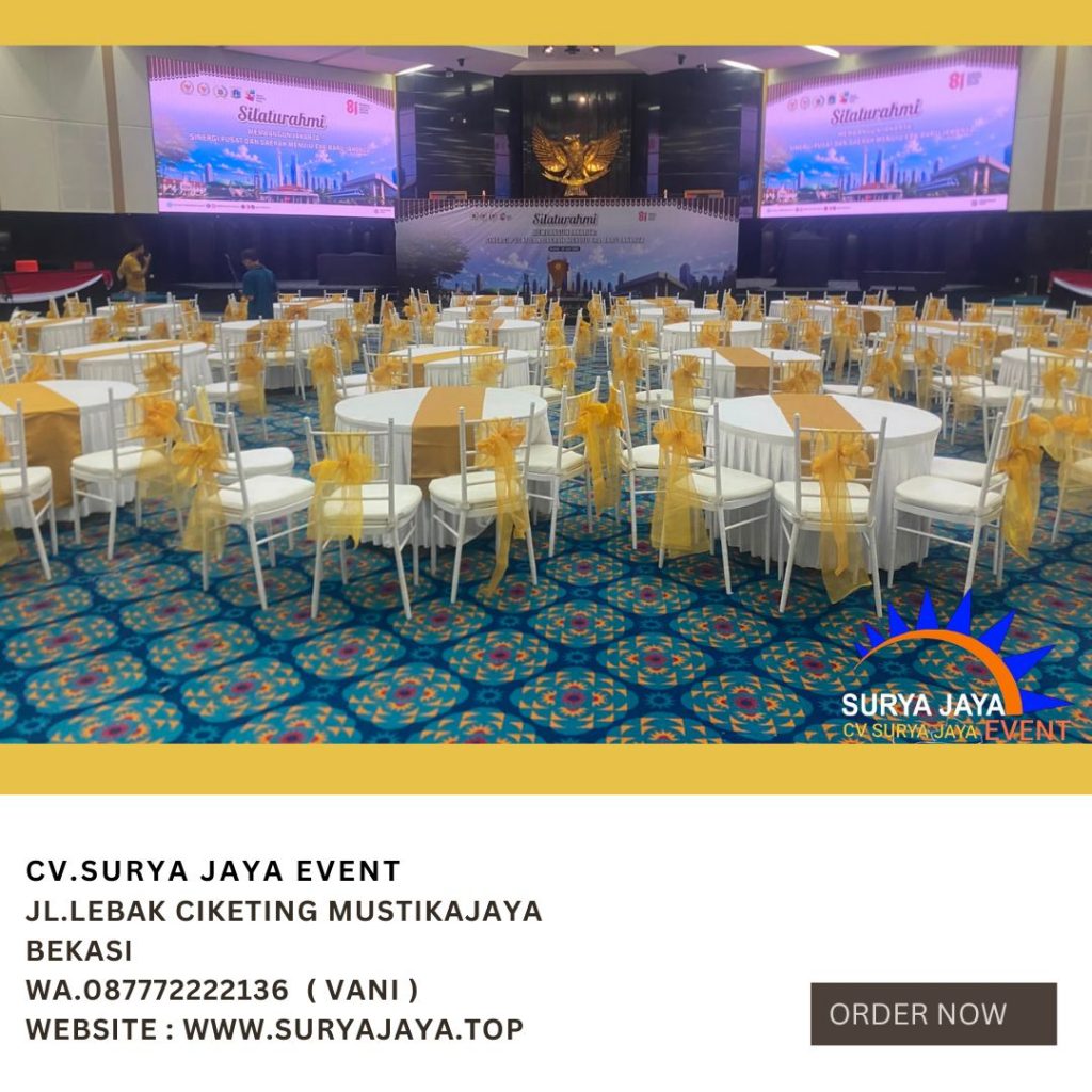 Rental Kursi Tiffany Putih Pita Gold Gedung DPRD DKI Jakarta
