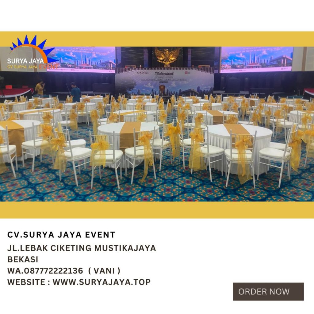 Rental Kursi Tiffany Putih Pita Gold Gedung DPRD DKI Jakarta