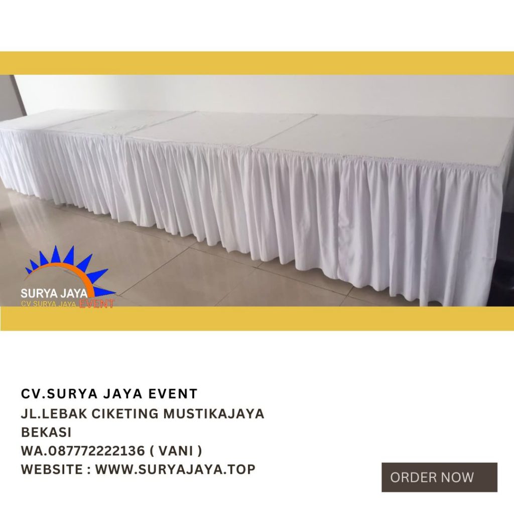 Sewa Meja Bundar,Meja kotak,Kursi Susun Cover Putih Jakarta