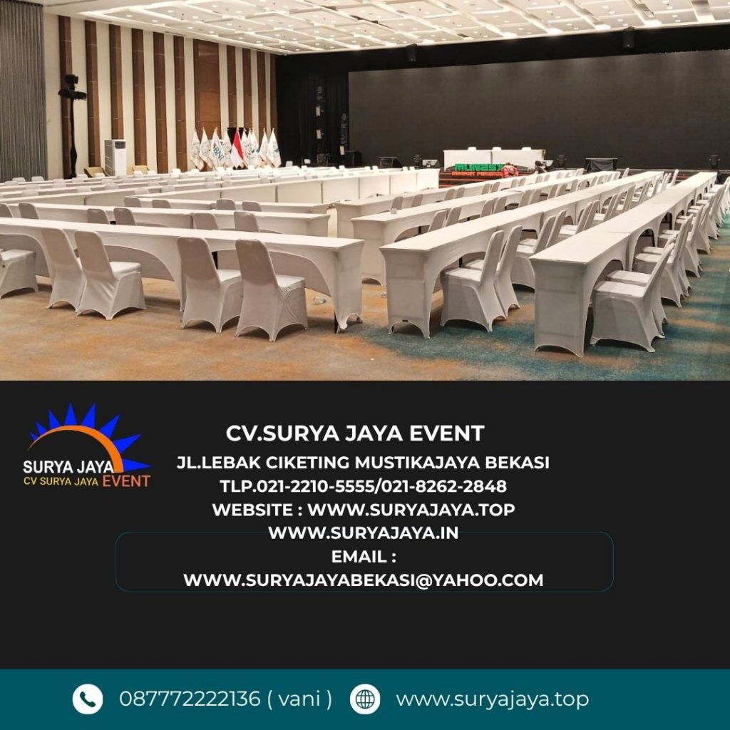 Sewa Meja IBM Taplak Ketat Putih Jakarta (0877-7222-2136)