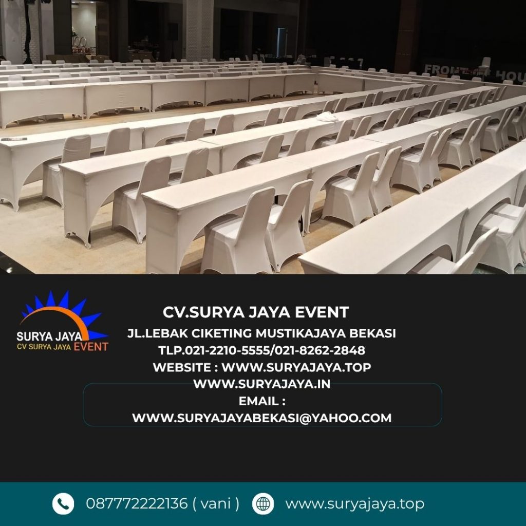 Sewa Meja IBM Taplak Ketat Putih Jakarta (0877-7222-2136)