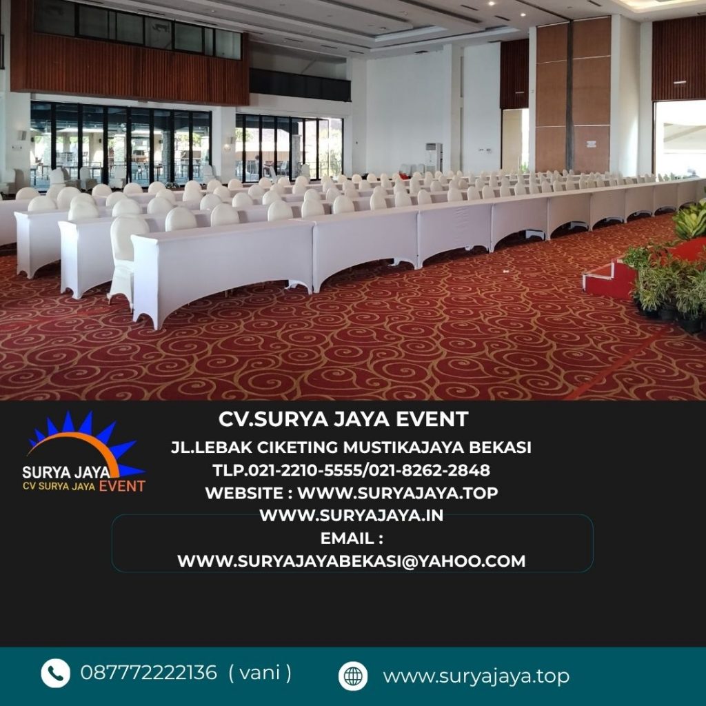 Sewa Meja IBM Taplak Ketat Putih Jakarta (0877-7222-2136)