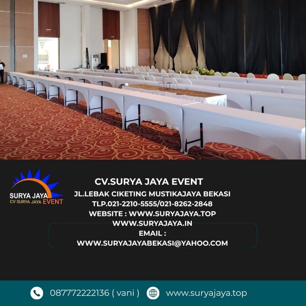 Sewa Meja IBM Taplak Ketat Putih Jakarta (0877-7222-2136)