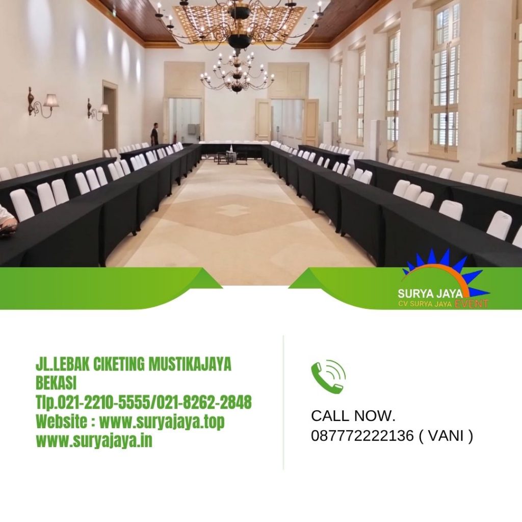 Rental Meja IBM Cover Stretch Hitam Jakarta