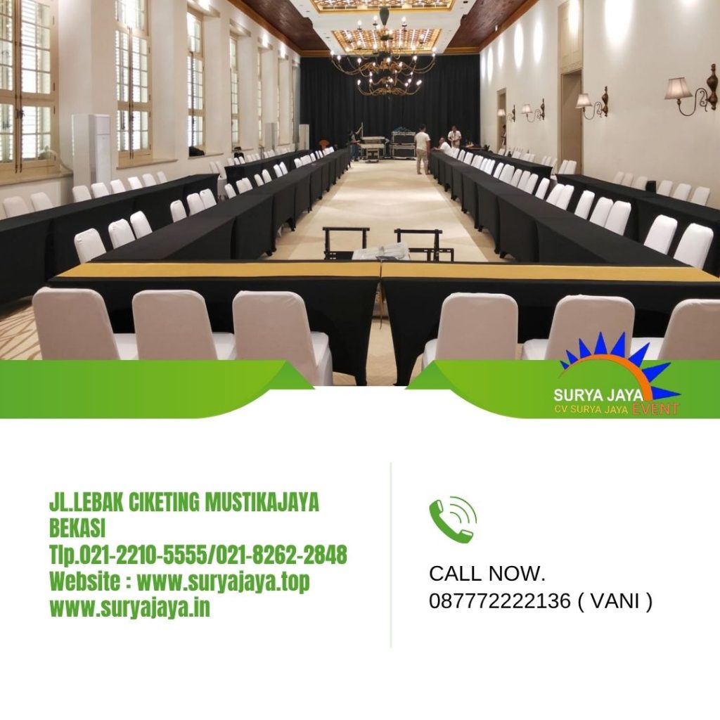 Rental Meja IBM Cover Stretch Hitam Jakarta