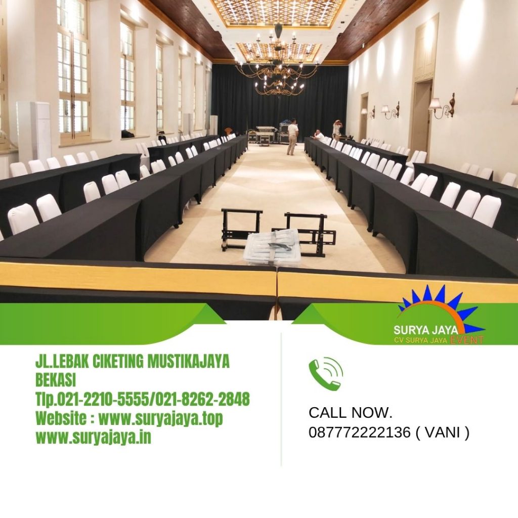 Rental Meja IBM Cover Stretch Hitam Jakarta