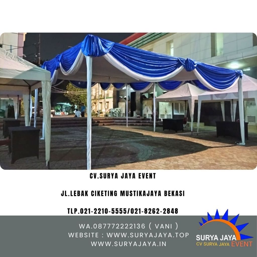 Rental Tenda bazar,Tenda Plafon Rumbai Putih Biru UNJ (087772222136)