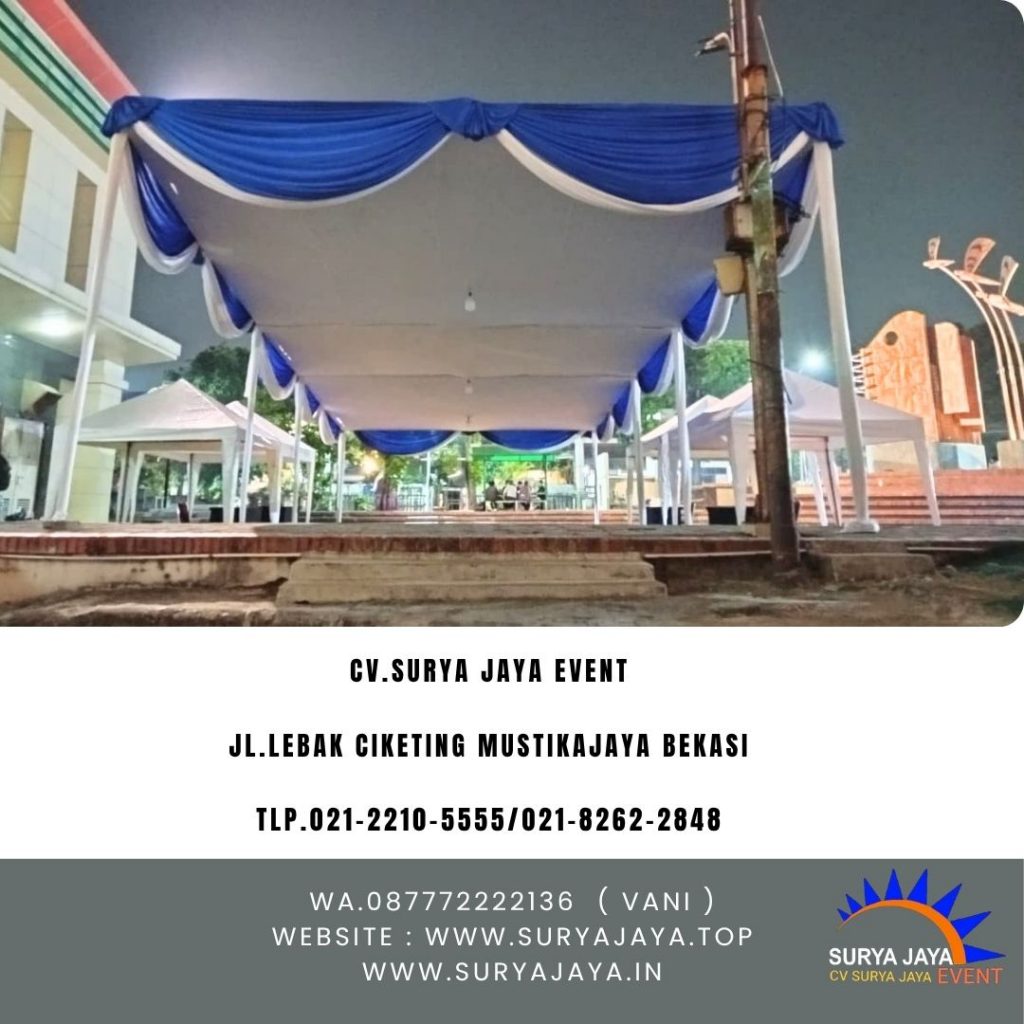 Rental Tenda bazar,Tenda Plafon Rumbai Putih Biru UNJ (087772222136)