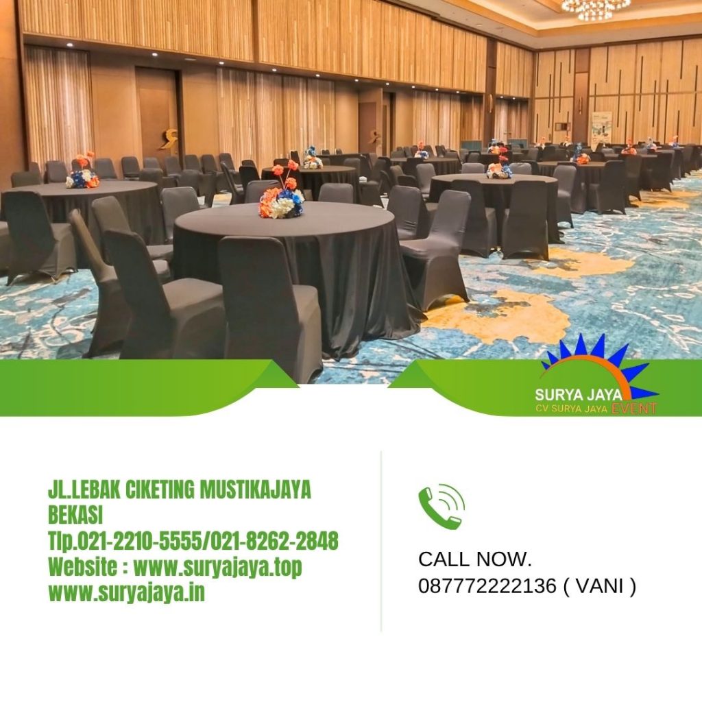 Sewa Round Table Dan Kursi Futura Cover Hitam Event RKP Building Tanah Abang Jakpus