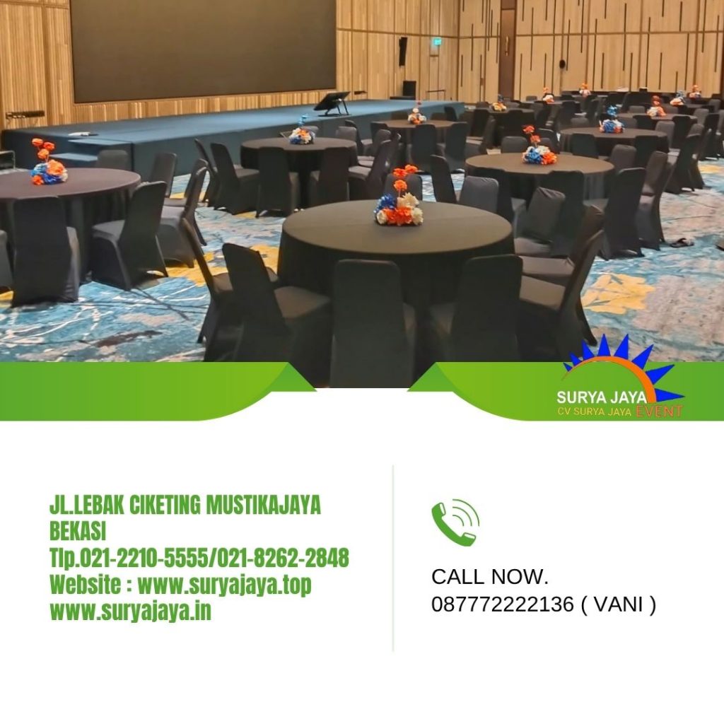 Sewa Round Table Dan Kursi Futura Cover Hitam Event RKP Building Tanah Abang Jakpus