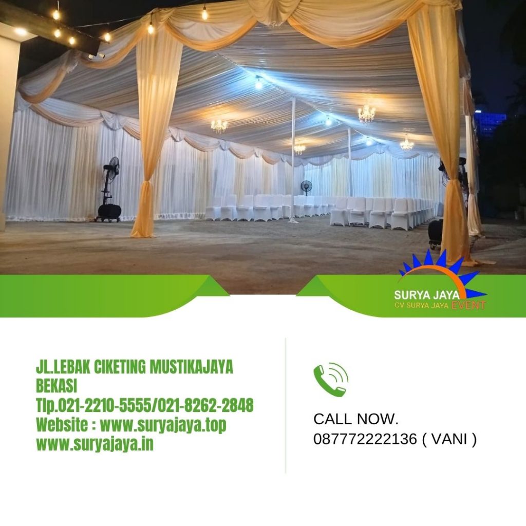 Sewa Tenda Serut Rumbai Gold Putih Jakarta (087772222136)