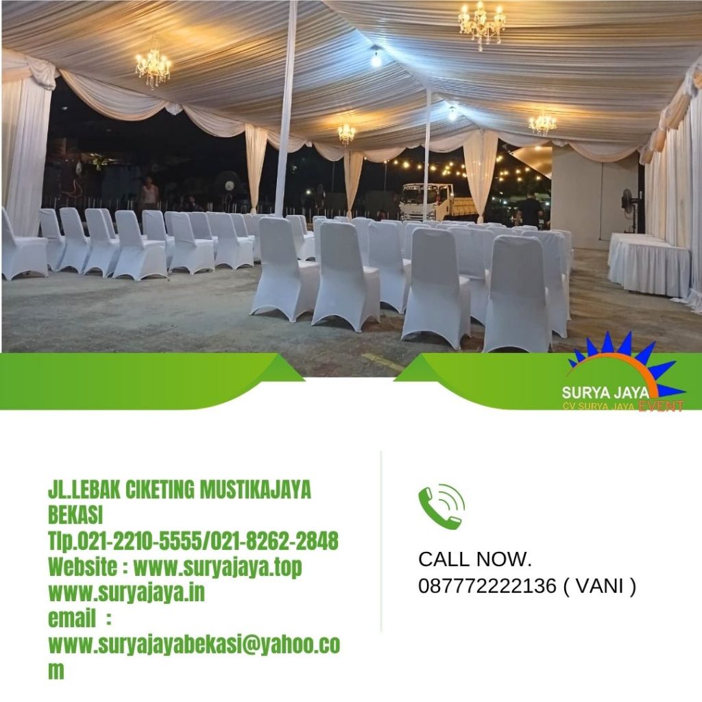 Sewa Tenda Serut Rumbai Gold Putih Jakarta (087772222136)