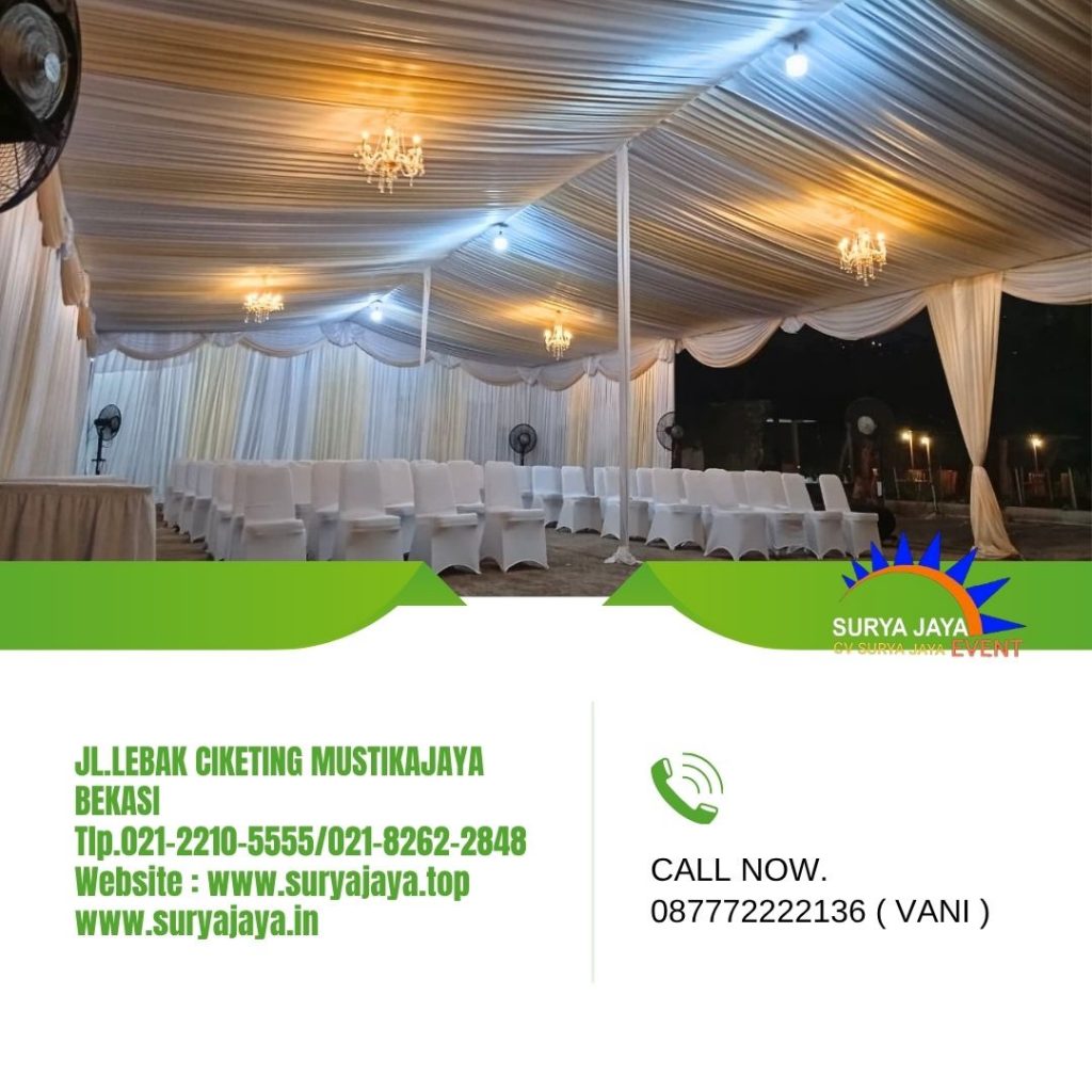 Sewa Tenda Serut Rumbai Gold Putih Jakarta (087772222136)