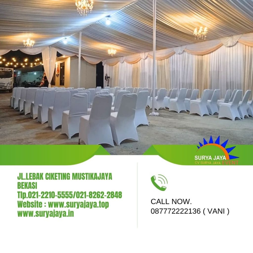 Sewa Tenda Serut Rumbai Gold Putih Jakarta (087772222136)